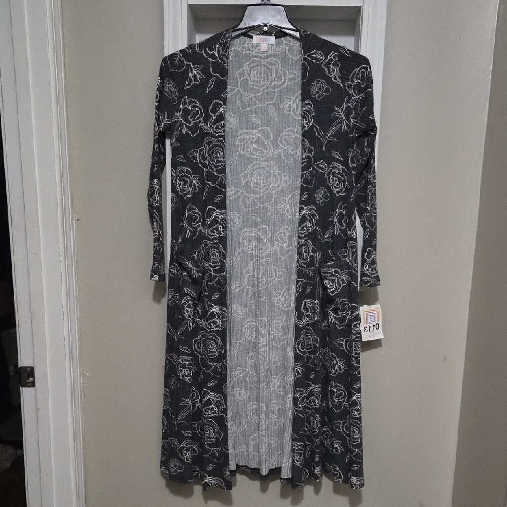LuLaRoe Black and White Patterned Sarah Cardigan